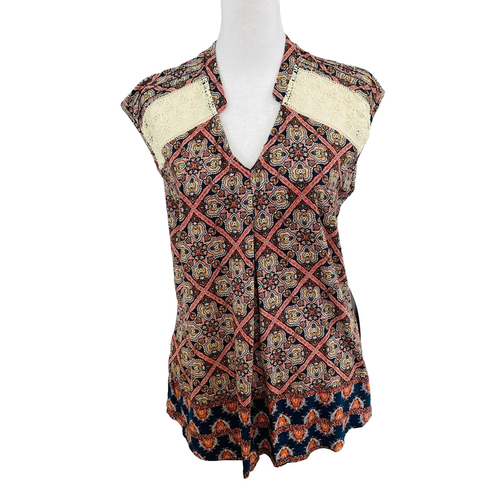 Daniel Rainn Women Sleeveless Blouse Crochet Top Medium Summer Beach Boho